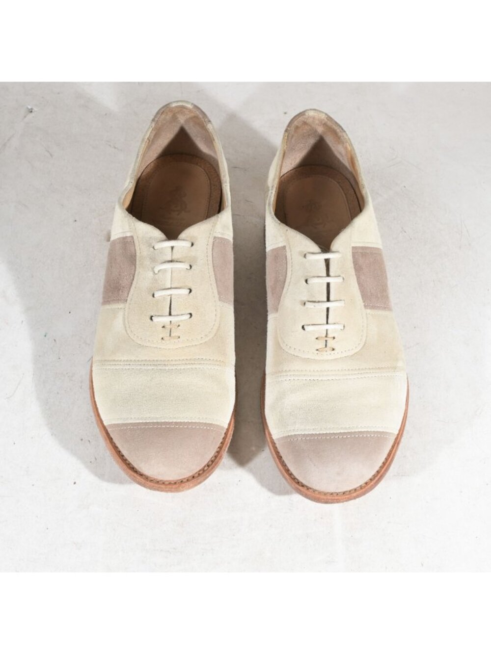 The Office of Angela Scott Mr. Smith Striped Suede Oxfords Womens 39 - Picture 5 of 8